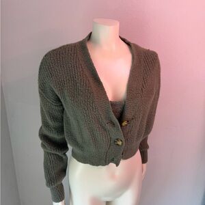 Women's Olive Green Cardigan Sweater